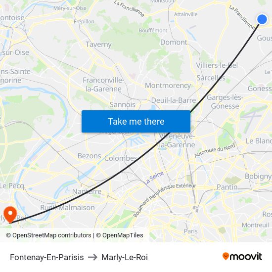 Fontenay-En-Parisis to Marly-Le-Roi map