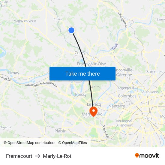 Fremecourt to Marly-Le-Roi map