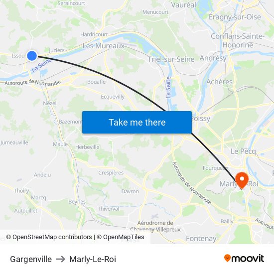 Gargenville to Marly-Le-Roi map