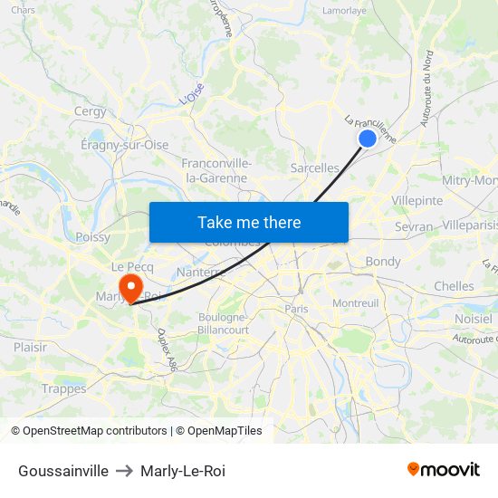 Goussainville to Marly-Le-Roi map