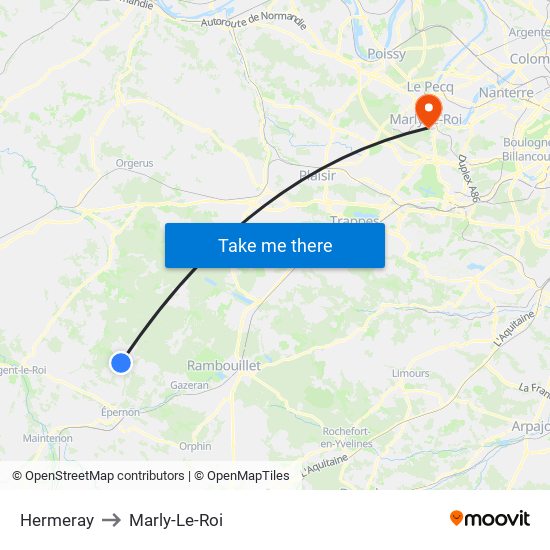 Hermeray to Marly-Le-Roi map