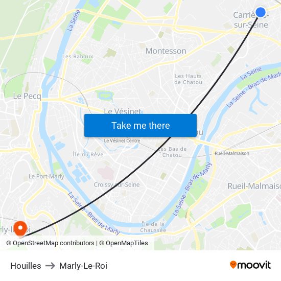 Houilles to Marly-Le-Roi map