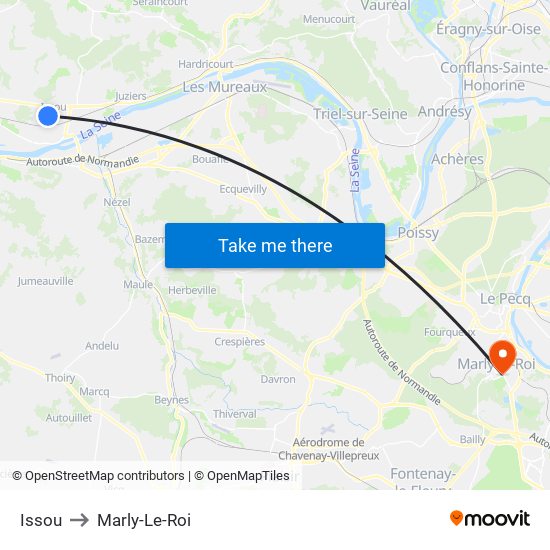 Issou to Marly-Le-Roi map