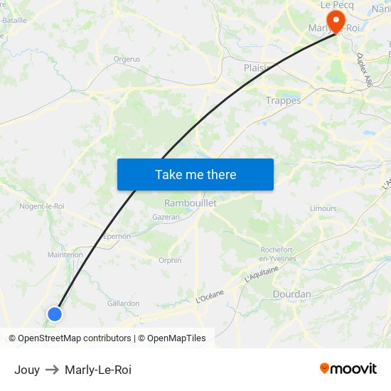 Jouy to Marly-Le-Roi map