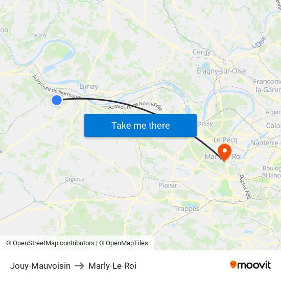 Jouy-Mauvoisin to Marly-Le-Roi map