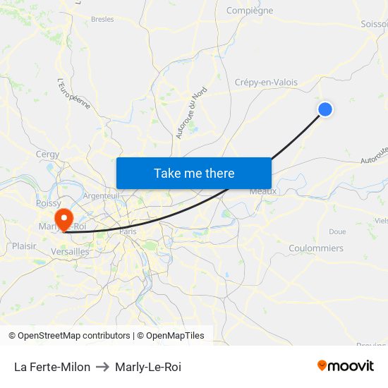 La Ferte-Milon to Marly-Le-Roi map