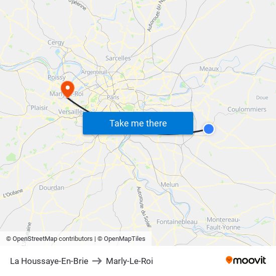 La Houssaye-En-Brie to Marly-Le-Roi map