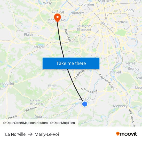 La Norville to Marly-Le-Roi map