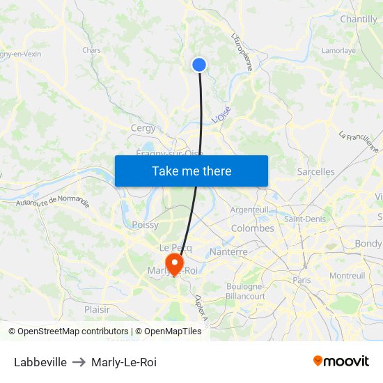 Labbeville to Marly-Le-Roi map