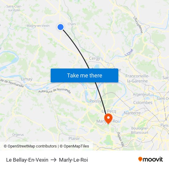 Le Bellay-En-Vexin to Marly-Le-Roi map