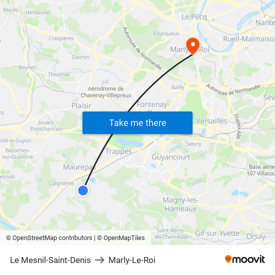 Le Mesnil-Saint-Denis to Marly-Le-Roi map