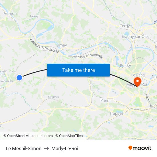 Le Mesnil-Simon to Marly-Le-Roi map