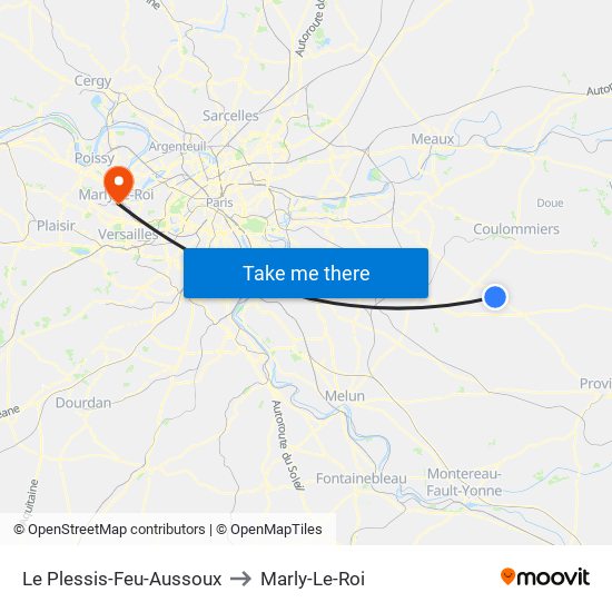 Le Plessis-Feu-Aussoux to Marly-Le-Roi map