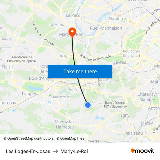 Les Loges-En-Josas to Marly-Le-Roi map