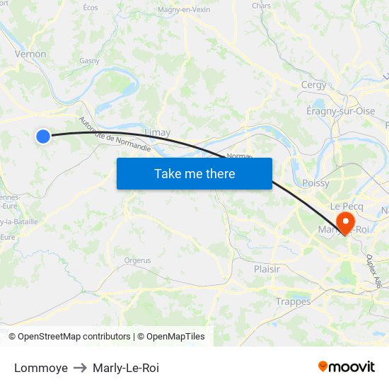 Lommoye to Marly-Le-Roi map