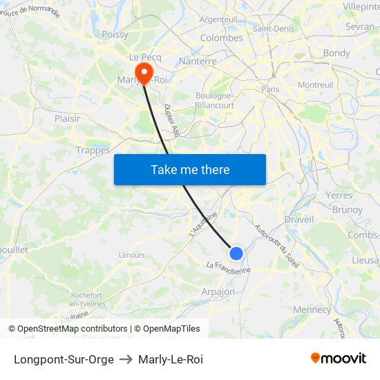Longpont-Sur-Orge to Marly-Le-Roi map