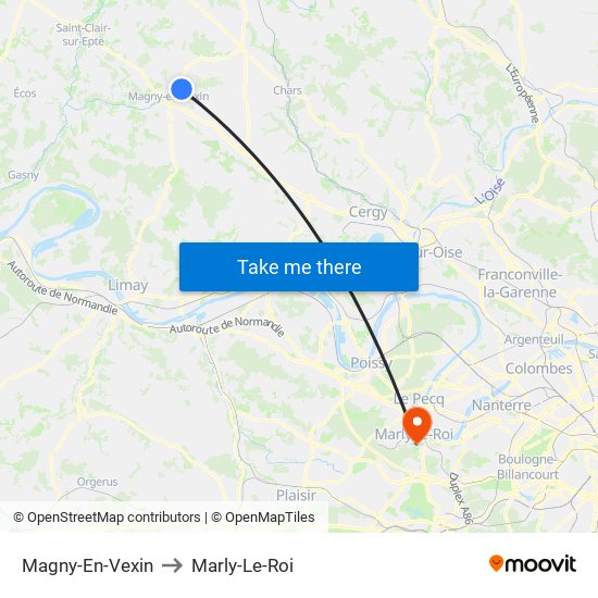 Magny-En-Vexin to Marly-Le-Roi map