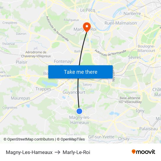 Magny-Les-Hameaux to Marly-Le-Roi map