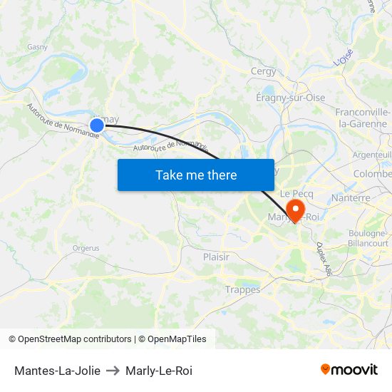 Mantes-La-Jolie to Marly-Le-Roi map