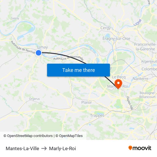 Mantes-La-Ville to Marly-Le-Roi map