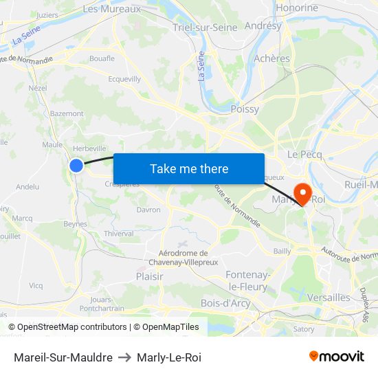 Mareil-Sur-Mauldre to Marly-Le-Roi map