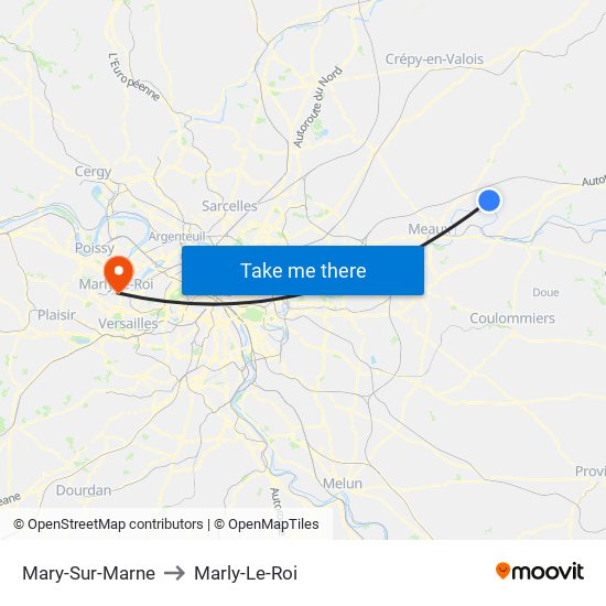 Mary-Sur-Marne to Marly-Le-Roi map