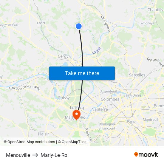 Menouville to Marly-Le-Roi map