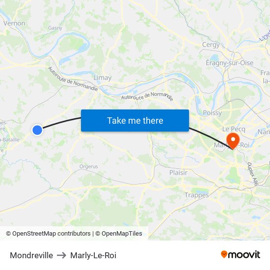 Mondreville to Marly-Le-Roi map