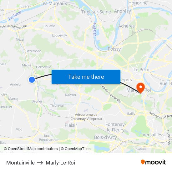 Montainville to Marly-Le-Roi map