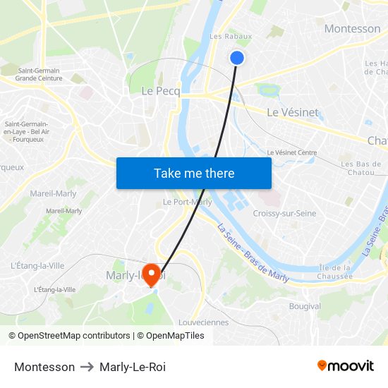 Montesson to Marly-Le-Roi map