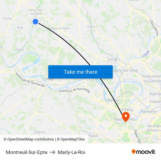 Montreuil-Sur-Epte to Marly-Le-Roi map