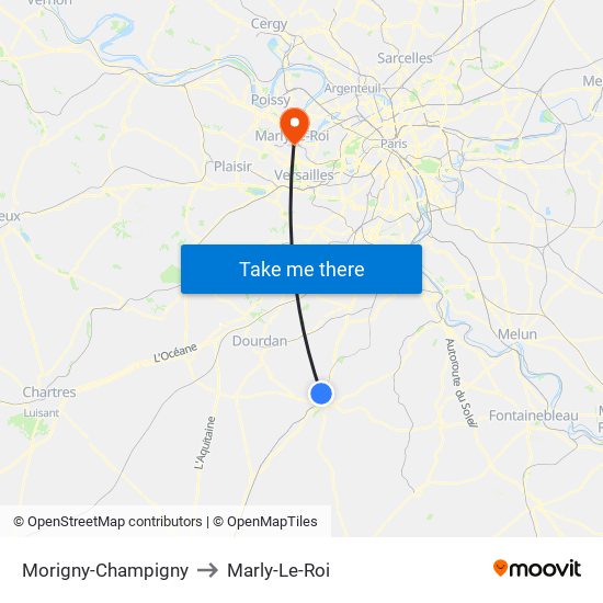 Morigny-Champigny to Marly-Le-Roi map