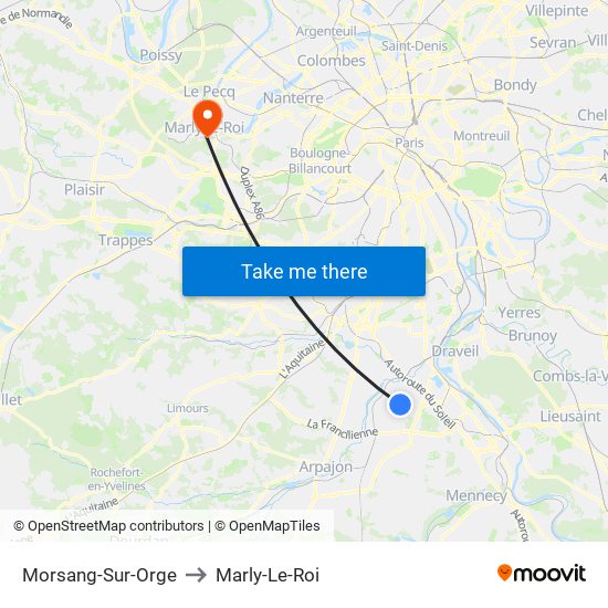 Morsang-Sur-Orge to Marly-Le-Roi map