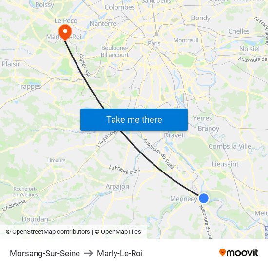 Morsang-Sur-Seine to Marly-Le-Roi map