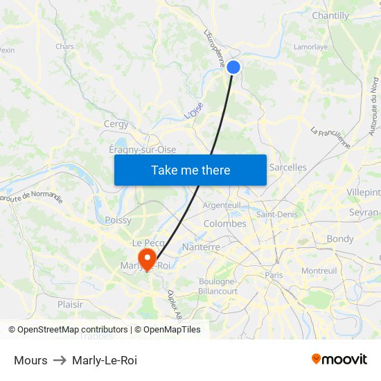 Mours to Marly-Le-Roi map