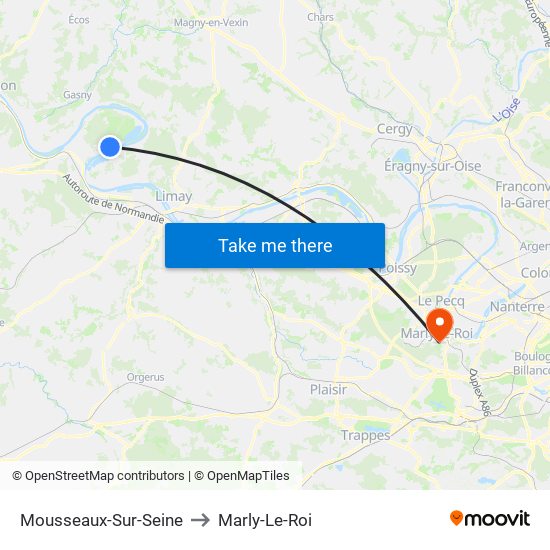 Mousseaux-Sur-Seine to Marly-Le-Roi map