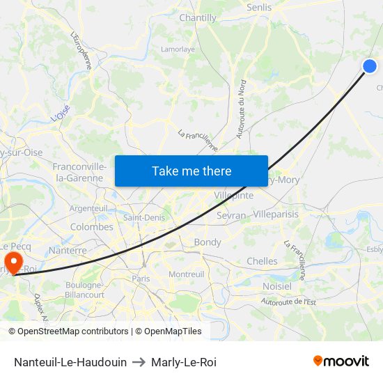 Nanteuil-Le-Haudouin to Marly-Le-Roi map