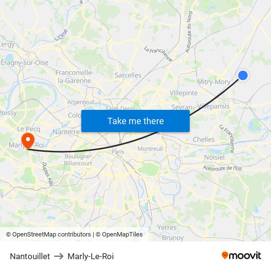 Nantouillet to Marly-Le-Roi map