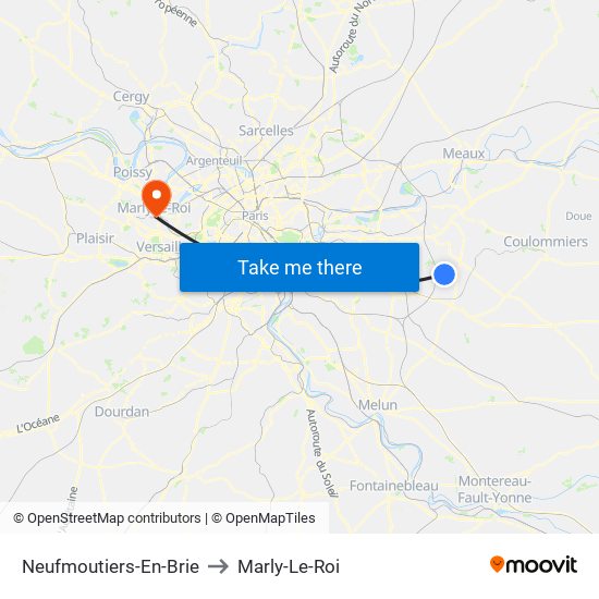 Neufmoutiers-En-Brie to Marly-Le-Roi map