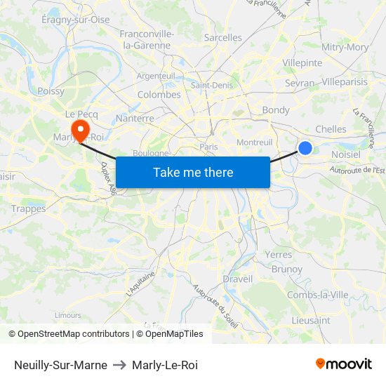 Neuilly-Sur-Marne to Marly-Le-Roi map