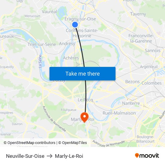 Neuville-Sur-Oise to Marly-Le-Roi map