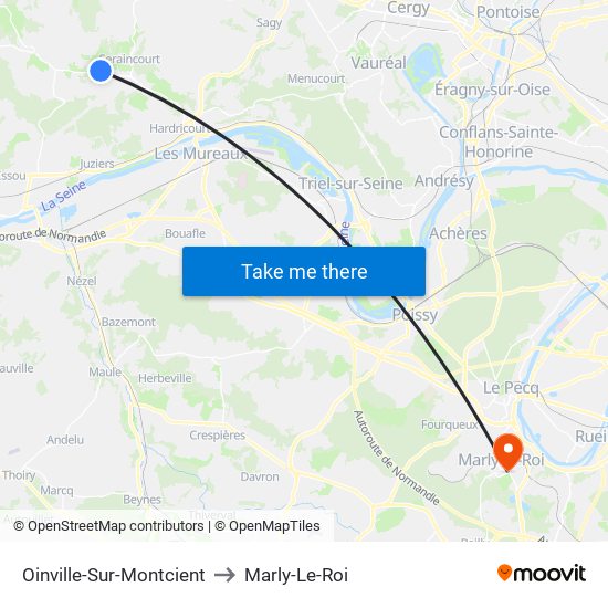 Oinville-Sur-Montcient to Marly-Le-Roi map