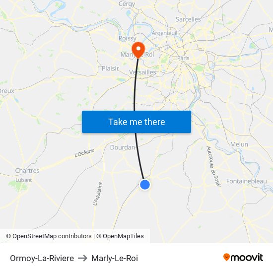 Ormoy-La-Riviere to Marly-Le-Roi map