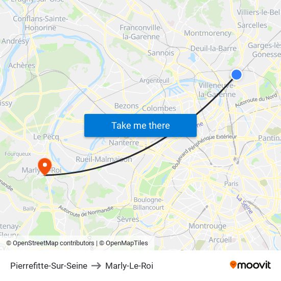 Pierrefitte-Sur-Seine to Marly-Le-Roi map