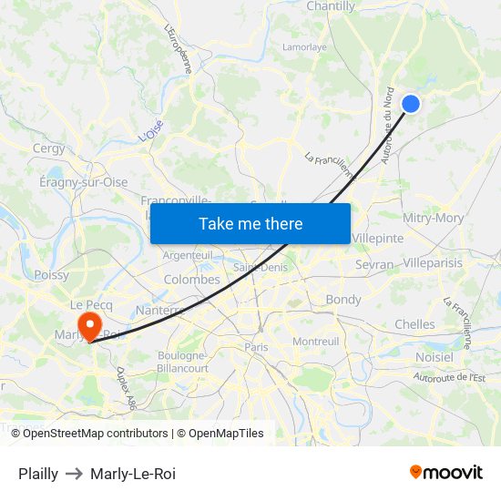 Plailly to Marly-Le-Roi map