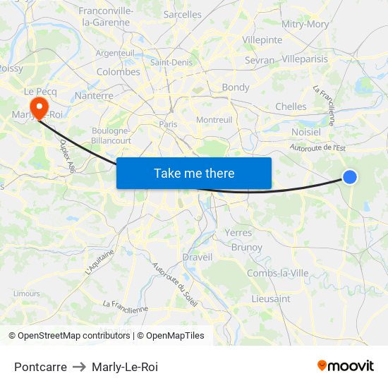 Pontcarre to Marly-Le-Roi map