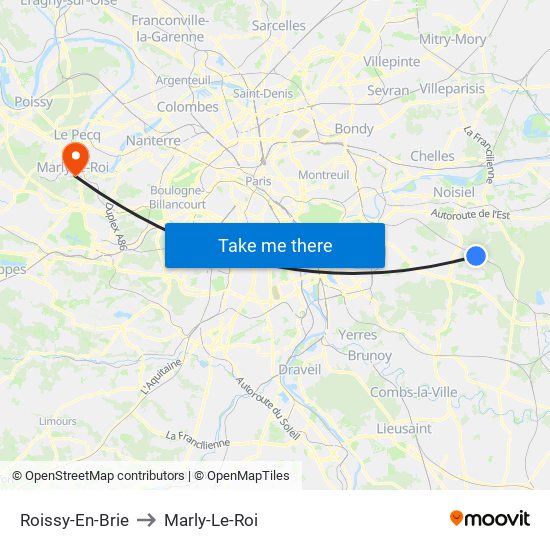 Roissy-En-Brie to Marly-Le-Roi map