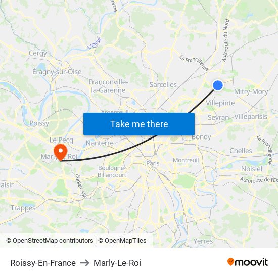 Roissy-En-France to Marly-Le-Roi map
