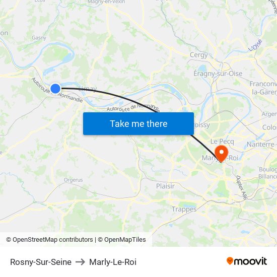 Rosny-Sur-Seine to Marly-Le-Roi map