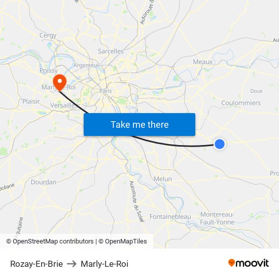 Rozay-En-Brie to Marly-Le-Roi map